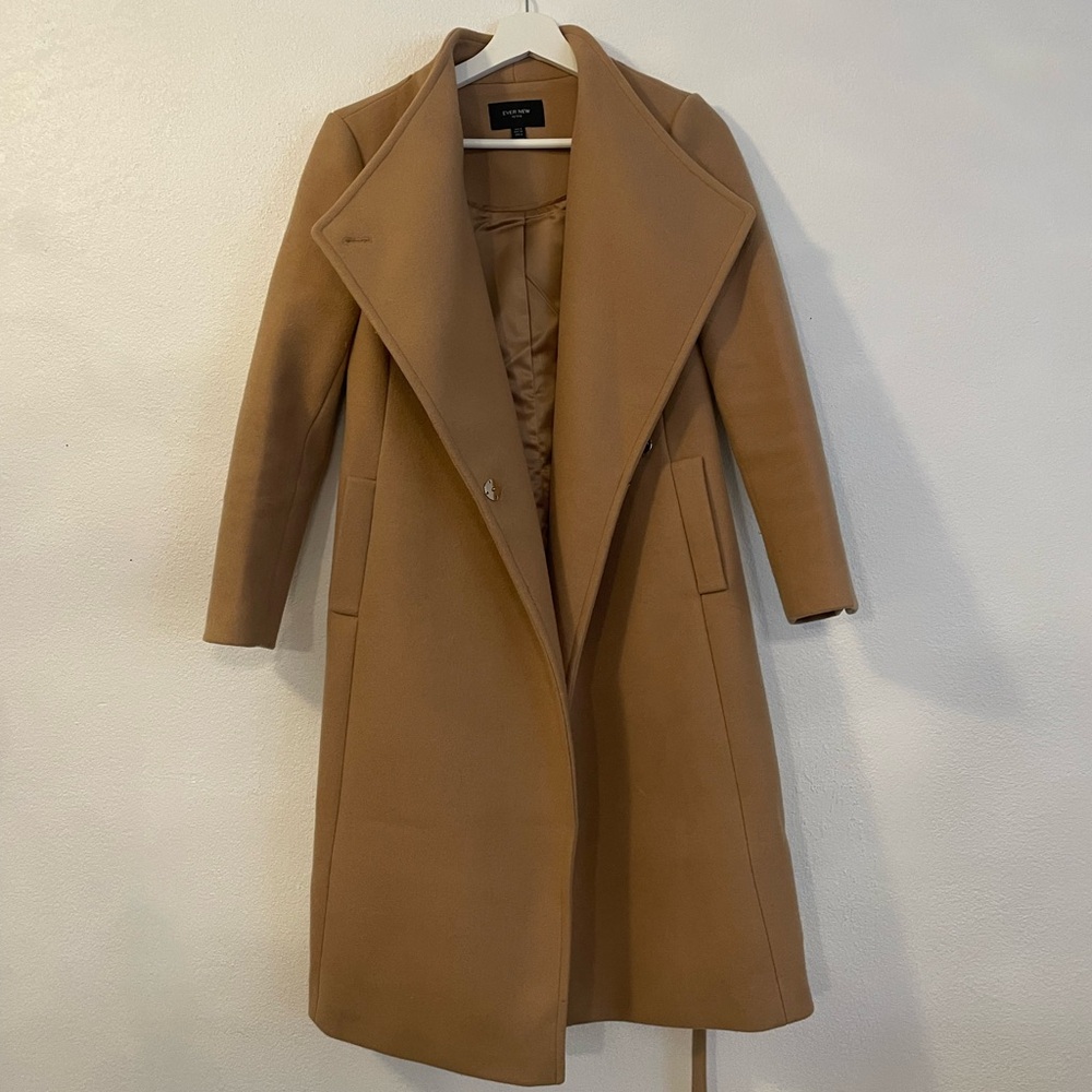 EVER NEW petite coat Dark Camel